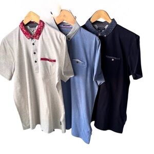 Ted Baker London Polo Shirts Size Xl - Cream Lt. Blue Navy - Bundle of 3